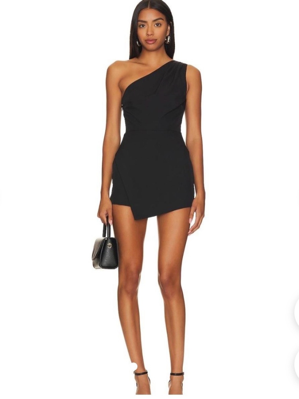 NWT Lovers and Friends One-Shoulder Black Mini Romper -sold for $178